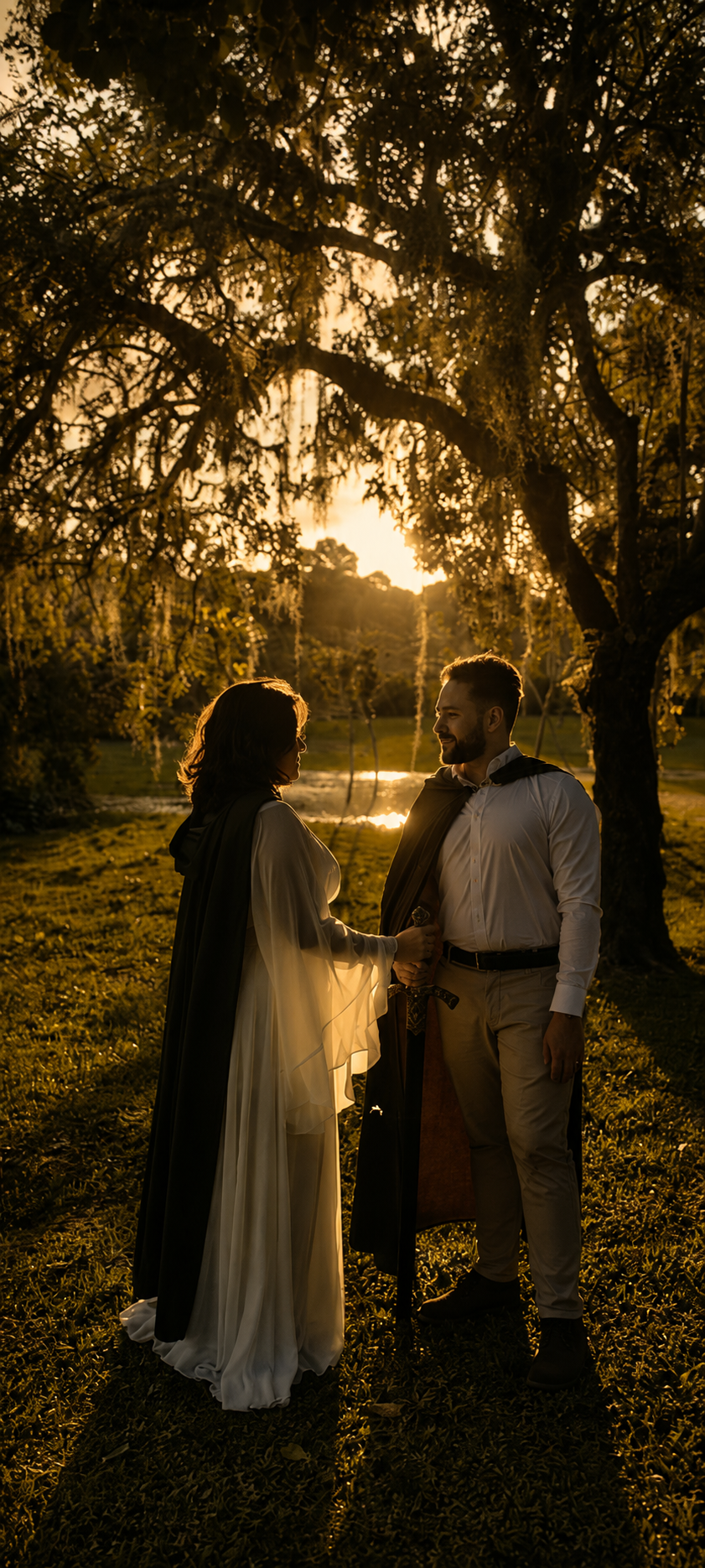 Eduardo e Luiza em um encontro ao entardecer